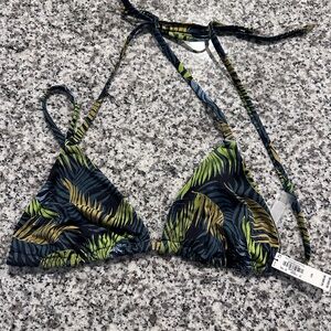 Victoria's Secret Green and Blue Leaf Bikini Top